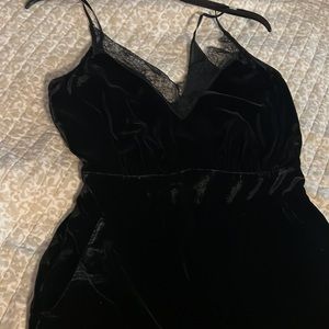 Black suede jumper with lace trim size 6